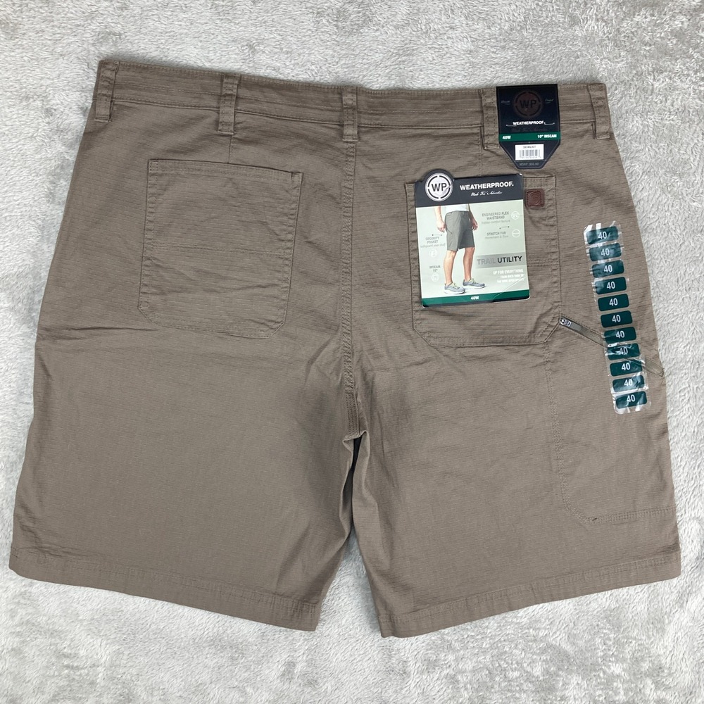 Weatherproof Trail Utility Shorts Mens 40W Walnut Brown Cotton Blend Casual